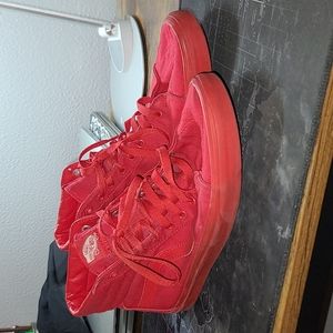 All Red Vans High Tops